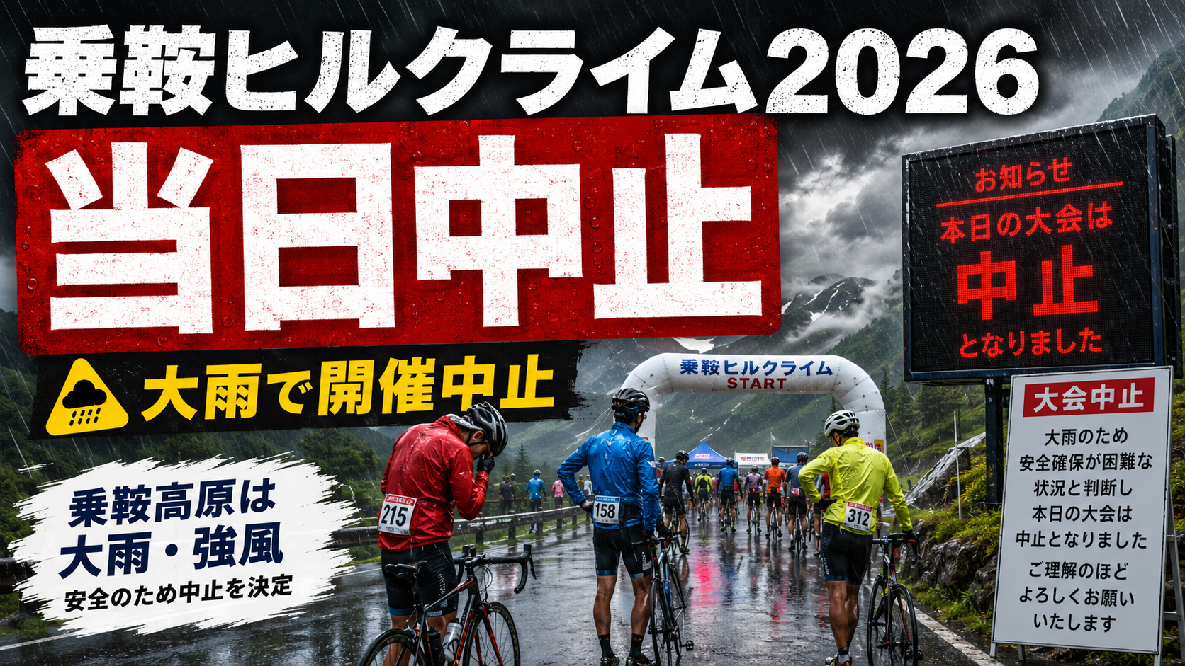 乗鞍ヒルクライム2026はなぜ中止?大雨で当日中止|返金・代替開催の対応も紹介 268a61c3 157a 41ca Bcc1 Afc951a5aeeb