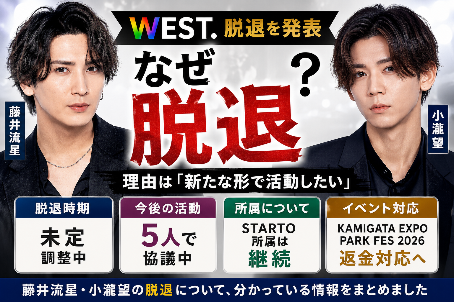 藤井流星・小瀧望がWEST.脱退を発表|理由・時期・今後の5人体制を解説 B6e58c1f Ab82 4253 8bdc 41853e21e82c