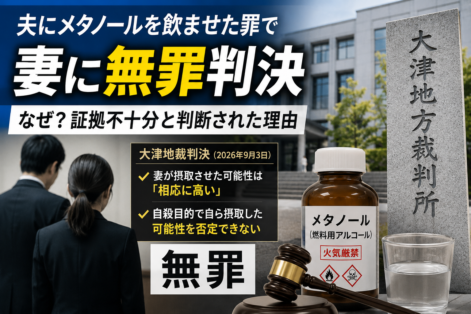 夫にメタノールを飲ませた罪で妻に無罪判決 なぜ?大津地裁が証拠不十分と判断した理由【夫が視力障害】 134773fb 69e0 47c4 9cda 863d3ff8fe70