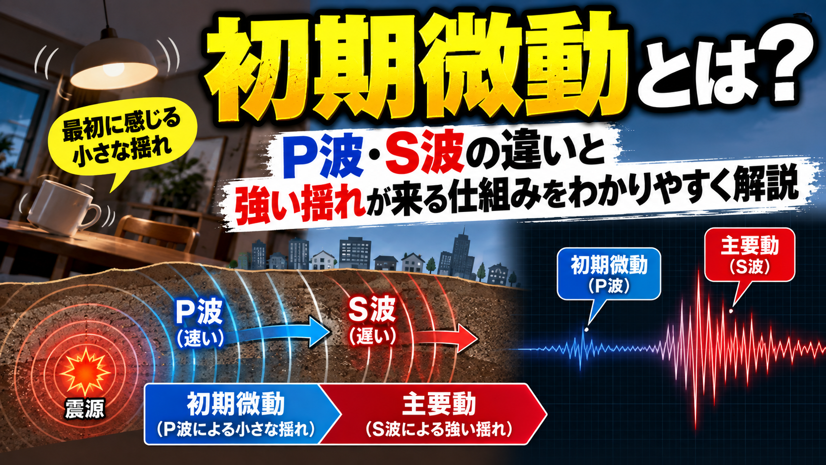 初期微動とは?P波・S波の違いと強い揺れが来る仕組みをわかりやすく解説 B5144d2f 0977 4465 B17b 160a27b2b88e