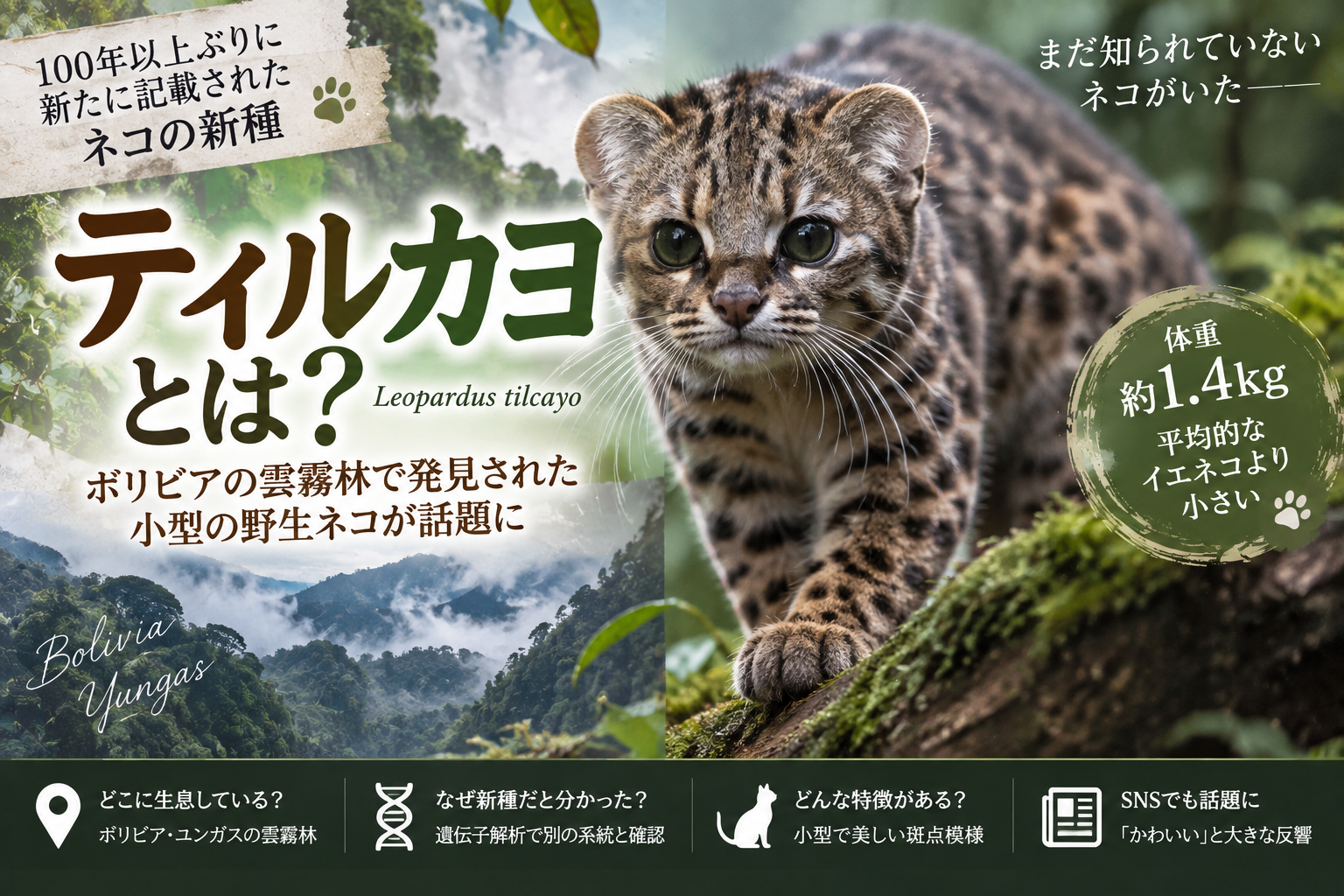 ティルカヨとは?100年以上ぶりのネコ新種が話題 大きさ・生息地・特徴を解説 C5bdd115 B5a6 48fb B031 B0bcb164d79b